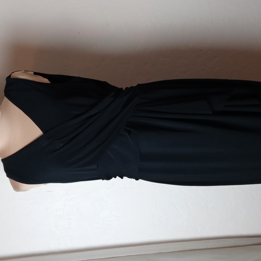 Chaps Black Sleeveless Wrap-Style Dress